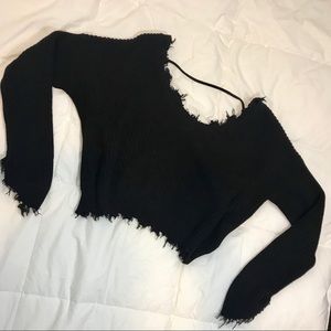 Black distressed sweater